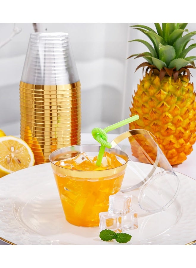 20 PCS Gold Plastic Cups,9 oz Clear Plastic Cups,Disposable Wine Glasses for Party - Image 4